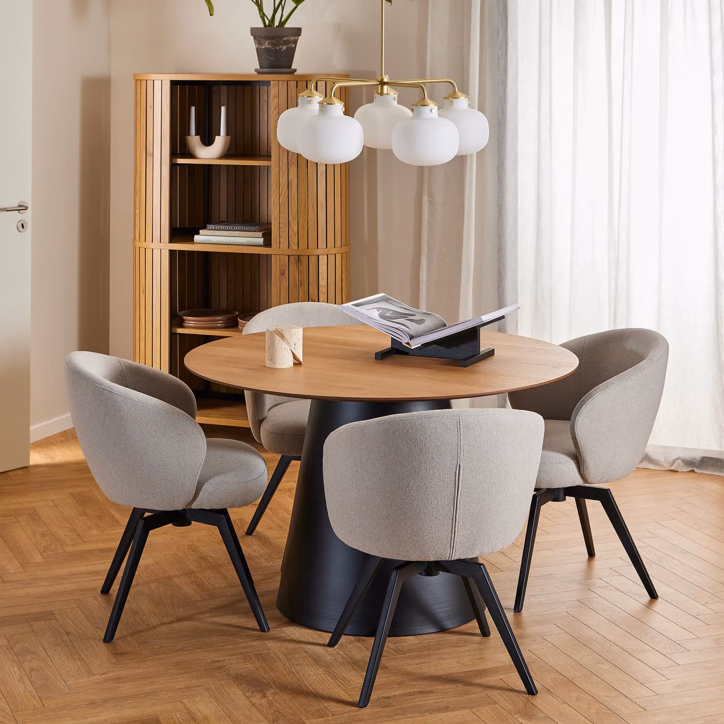 Furniture To Go Darlene Beige Fabric Dining Chair with Armrests and Swivel Function – 3