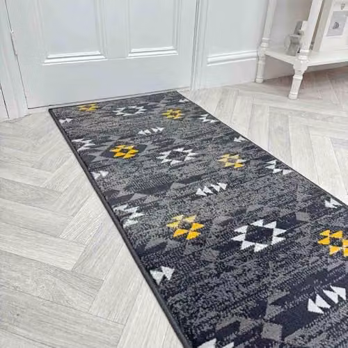 runrug Andes Grey Hallway Runner Rug, Stain-Resistant and Antistatic, W/D/H: 60 x 360 x 0.9 cm