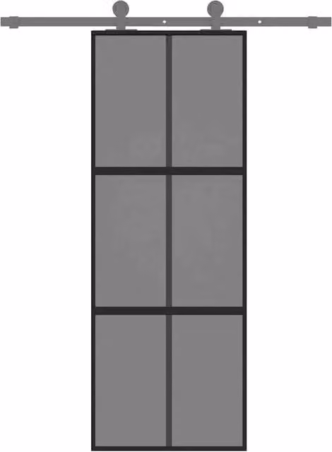 Berkfield Home Modern Black Sliding Door with Transparent Tempered Glass and Aluminium, W: 76 cm, H: 205 cm – 1
