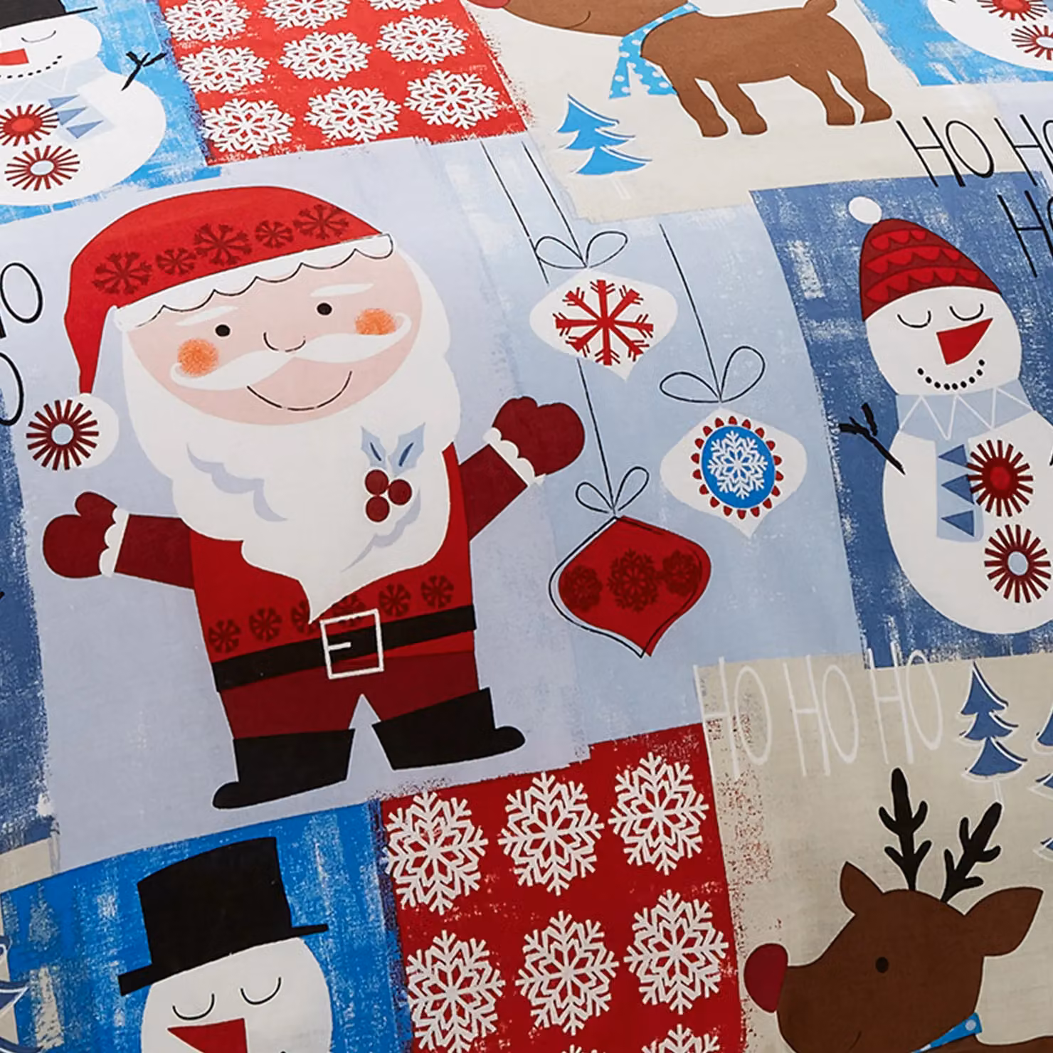 Happy Linen Company Kids Christmas Santa Patchwork Blue Reversible Duvet Cover Bedding Set – 5