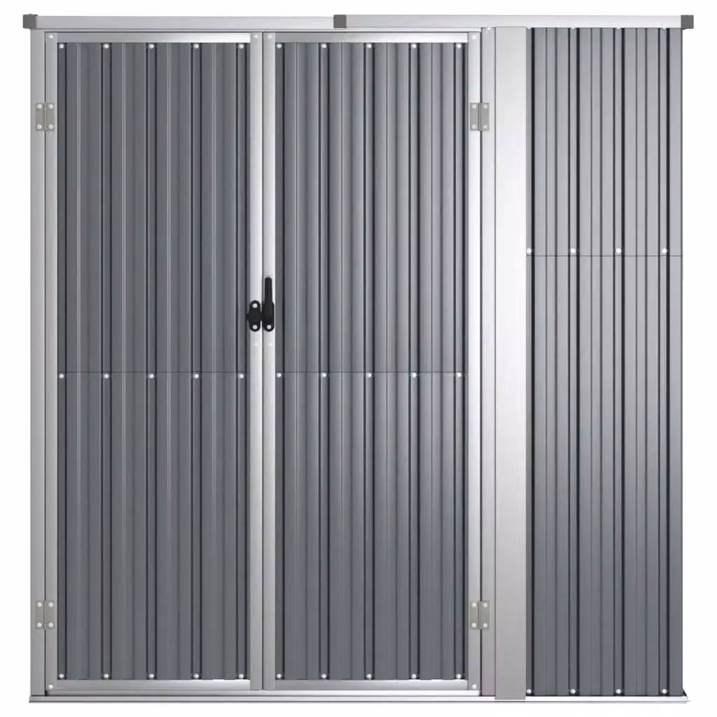 Berkfield Home Pent Garden Tool Shed in Grey Galvanised Steel, W/D/H: 161 x 89 x 161 cm – 2