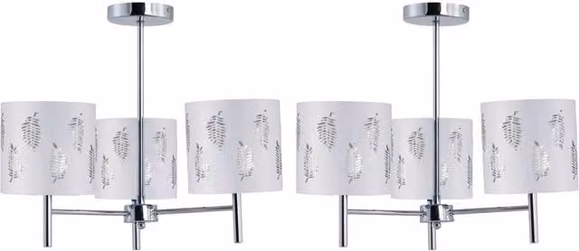 First Choice Lighting Brea Set of 2 Chrome 3-Light Ceiling Fittings with White Fabric Shades – 1