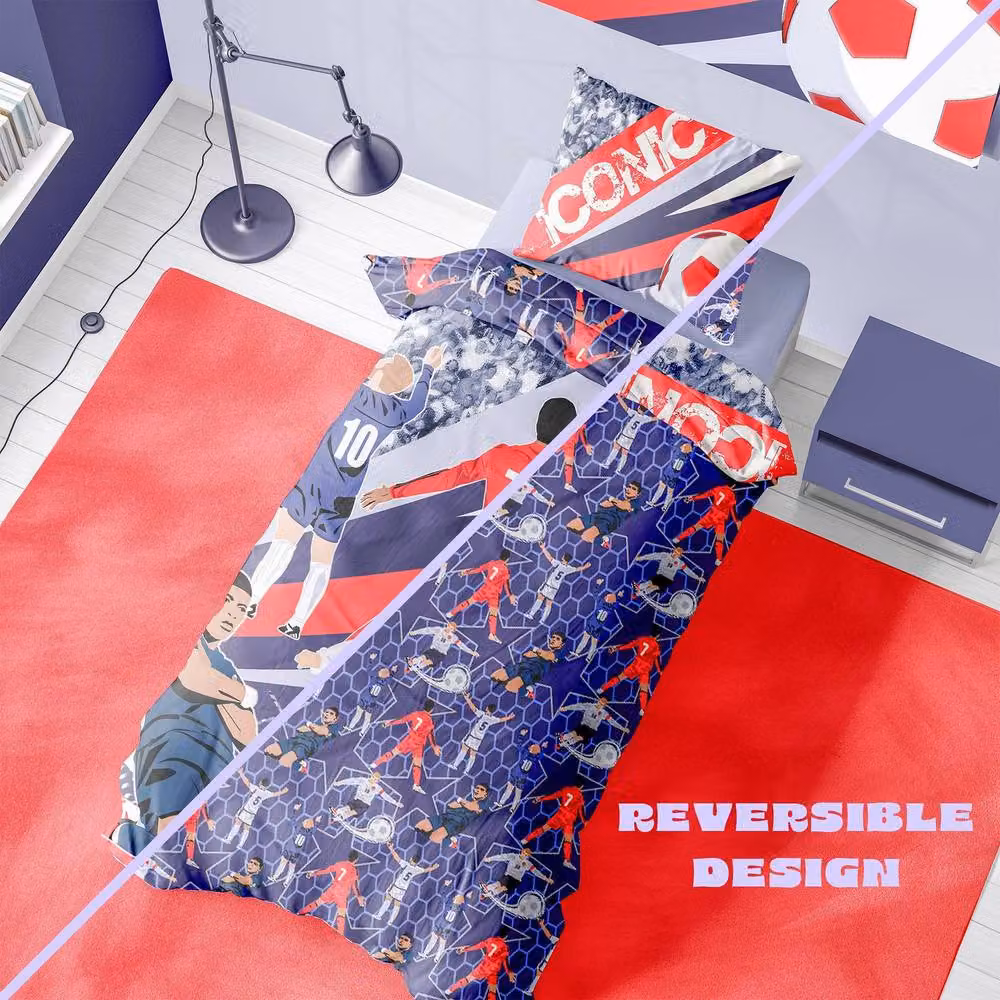 K Collection Its Coming Home Iconic Panel Reversible Duvet Set and Pillowcase, Multicolour, Single, W: 90 cm, L: 200 cm – 2