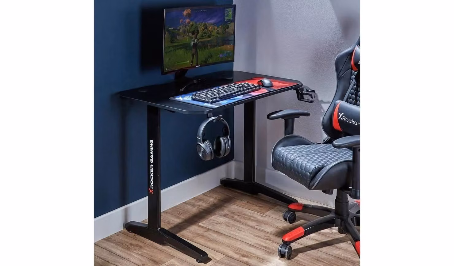 X Rocker Panther Gaming Desk in Black Modern Home Office Furniture W/D/H: 100 x 60 x 75 cm