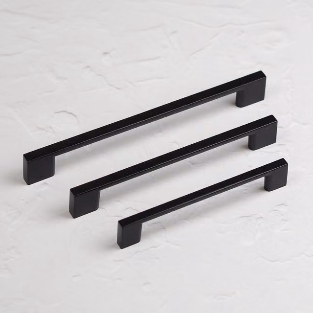 Handle & Home Slim Square Cabinet Handle in Matt Black Zinc Alloy, Length: 225mm
