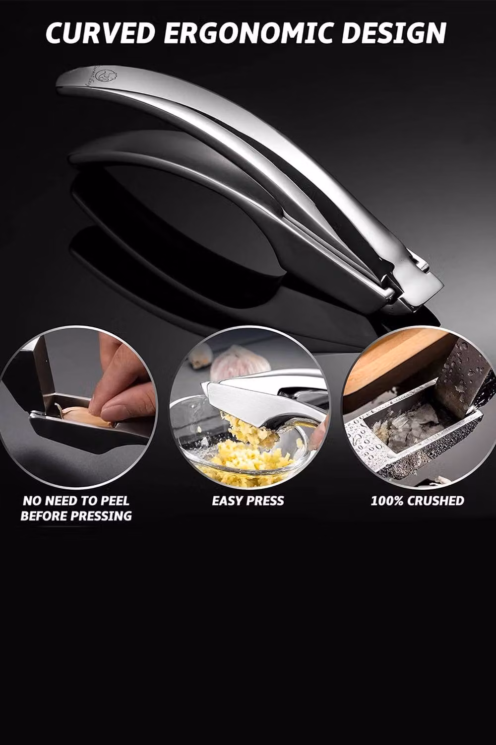 Gourmet Easy Stainless Steel Garlic Press in Silver – 2