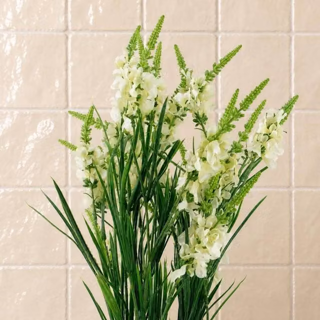 Leaf Pack of 6 White Artificial Larkspur Stems, 80 cm – 1