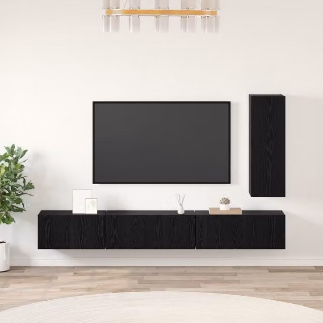 Berkfield Home Modern Wall-Mounted Storage Unit with Hinged Doors and Internal Shelves, Black Oak, W/D/H: 30.5 x 30 x 90 cm – 1
