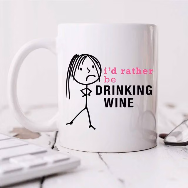 60 Second Makeover Women's I'd Rather Be Drinking Wine Ceramic Mug in White