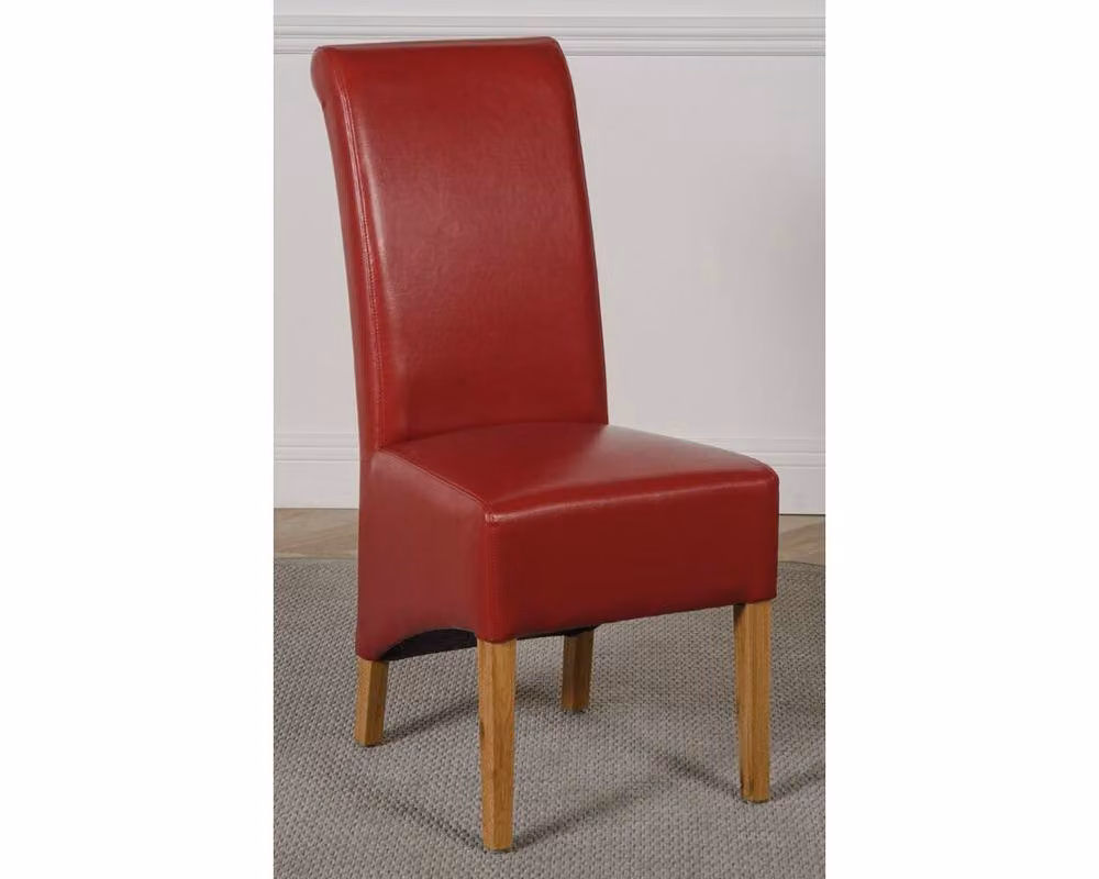 Thats Furniture Dakota Oak Dining Table and 6 Montana Red Leather Chairs Set, W: 182 cm, D: 92 cm – 4