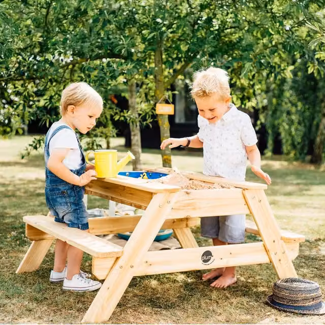 Plum Wooden Sand and Water Play Table with Sandbox in Brown