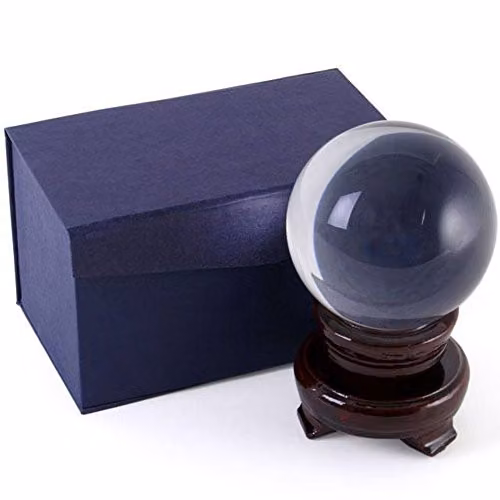 Something Different 8cm Transparent Crystal Ball with Wooden Stand