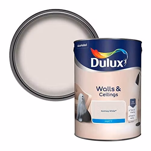 Dulux Walls and Ceilings Matt Emulsion Paint, White, 5L