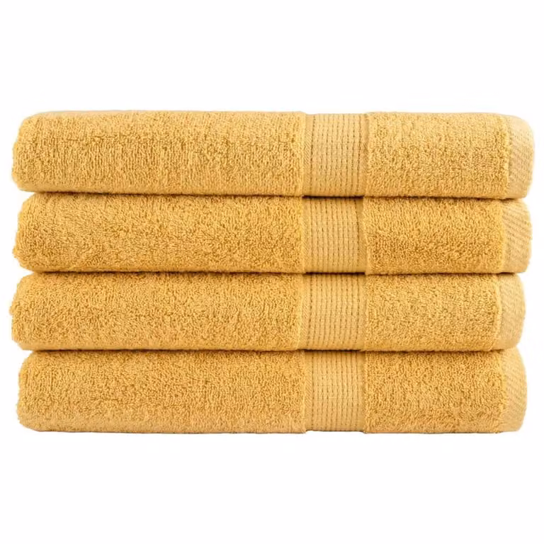 Berkfield Home SOLUND Premium Cotton Sauna Towels, Gold, 4 Pack, W: 80 cm, L: 200 cm, 600gsm