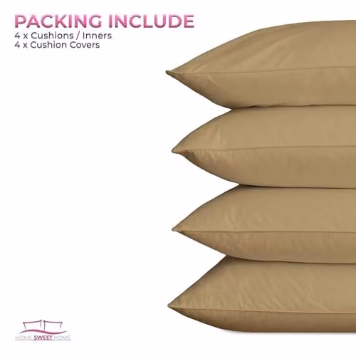 Snug City Waterproof Outdoor Garden Patio Cushion Set, Pack of 4 Square Beige Polyester Covers and Inner Cushions, W/D/H: 60 x 60 x 60 cm – 5