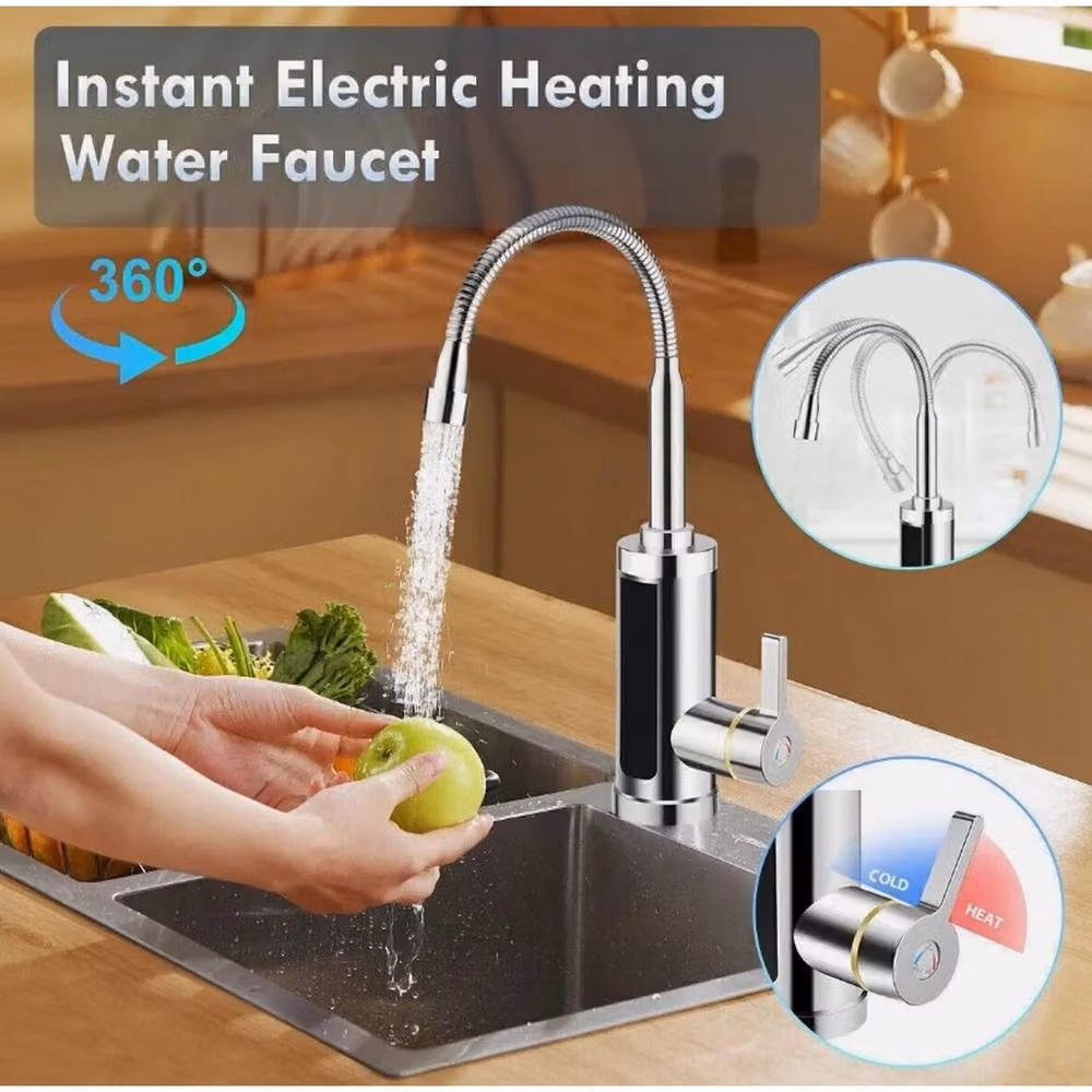 Nordara Kitchen Electric Instant Boiling Water Tap with LED Display in Silver and Brushed Nickel – 4