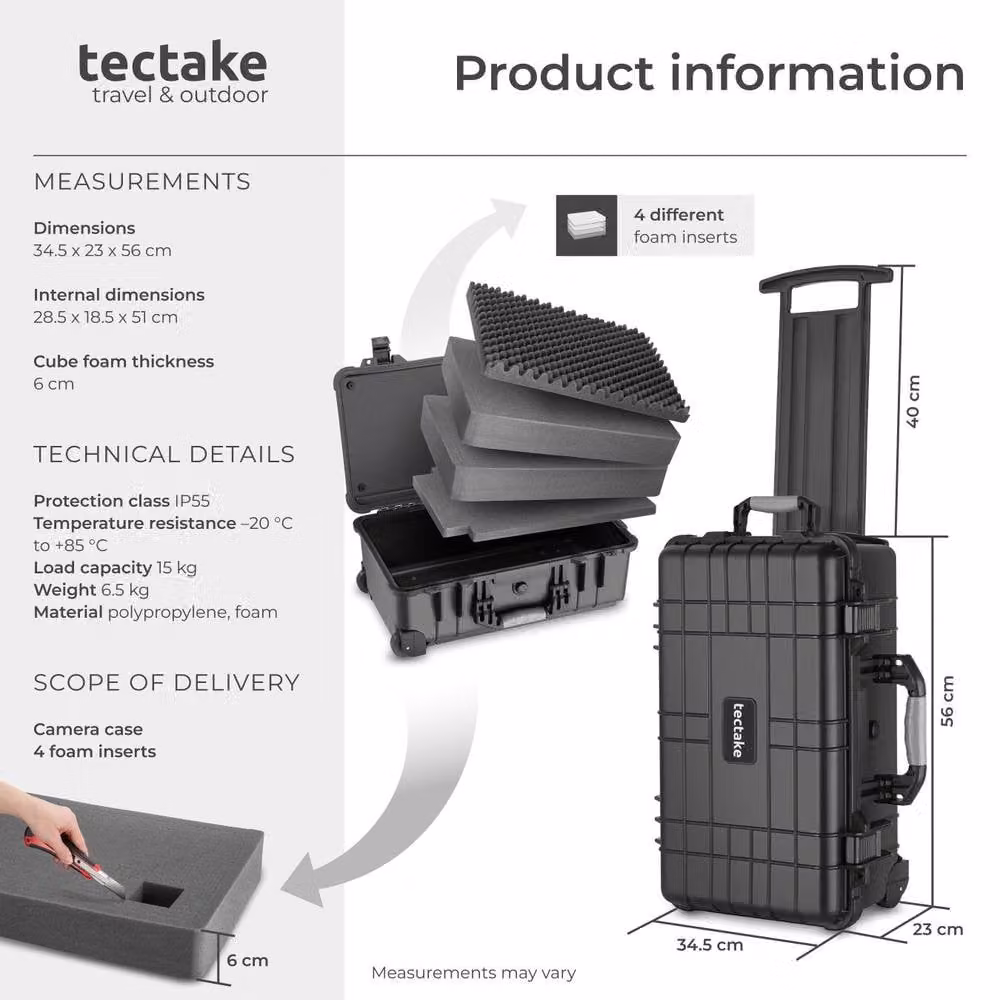 tectake Camera Case in Black, Large – 6