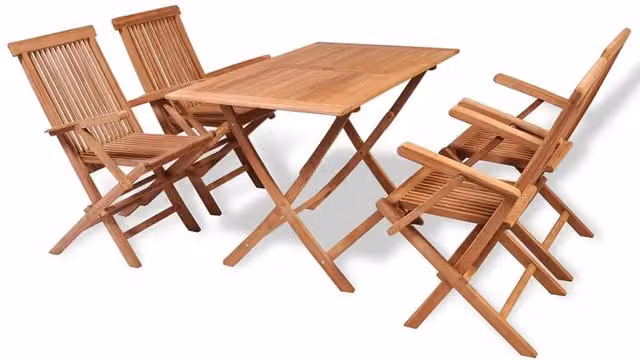 Berkfield Home 5 Piece Garden Dining Set in Brown Solid Teak Wood