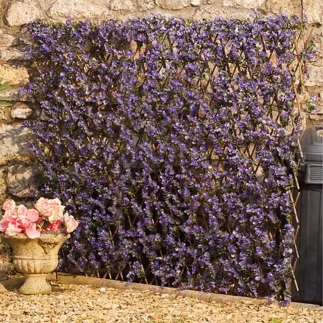 Garden Gear Artificial Lavender Extendable Hedge Trellis in Purple and Green