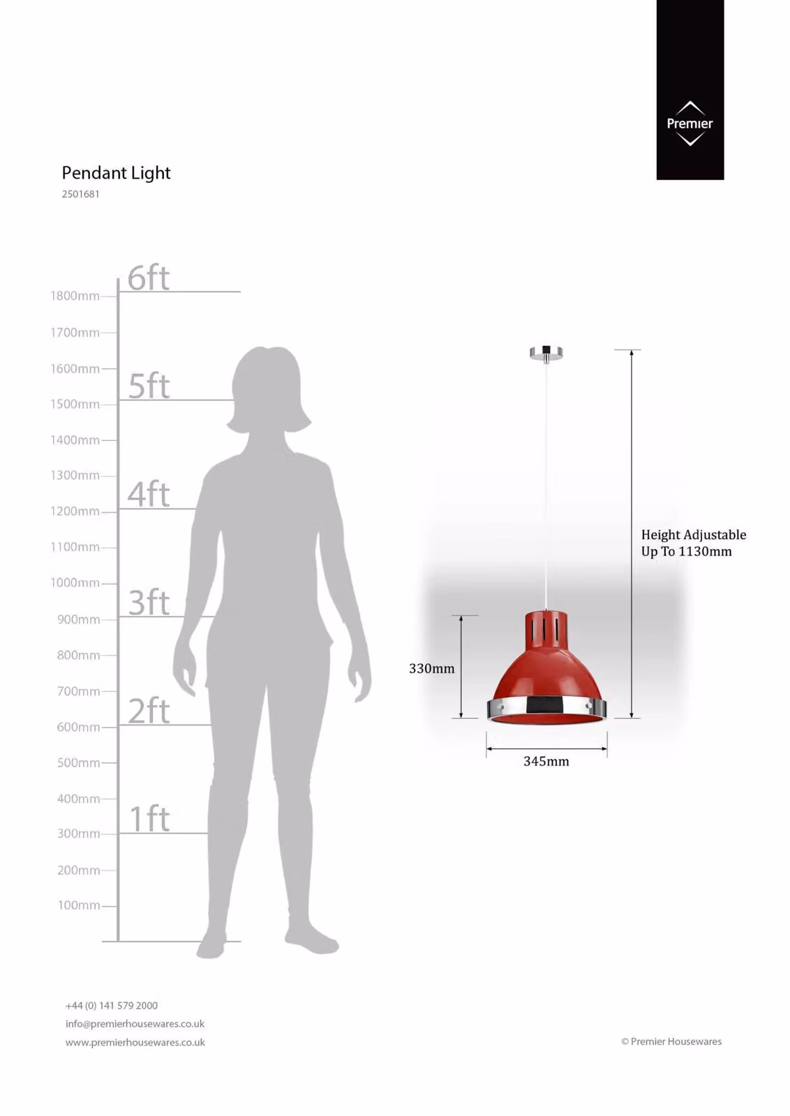 Orsina Bell Shaped Pendant Light by Interiors by Premier in Red and Chrome – 2