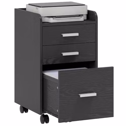 HOMCOM 3 Drawer Filing Cabinet in Black for Home or Office