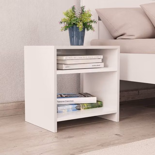 Berkfield Home Set of 2 White Classic Bedside Cabinets in Engineered Wood W/D/H: 40 x 30 x 40 cm – 1