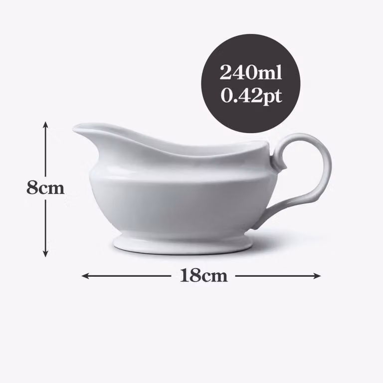 WM Bartleet & Sons 1750 T194 Traditional Porcelain Drip-Free Gravy and Sauce Boat, White, 240ml