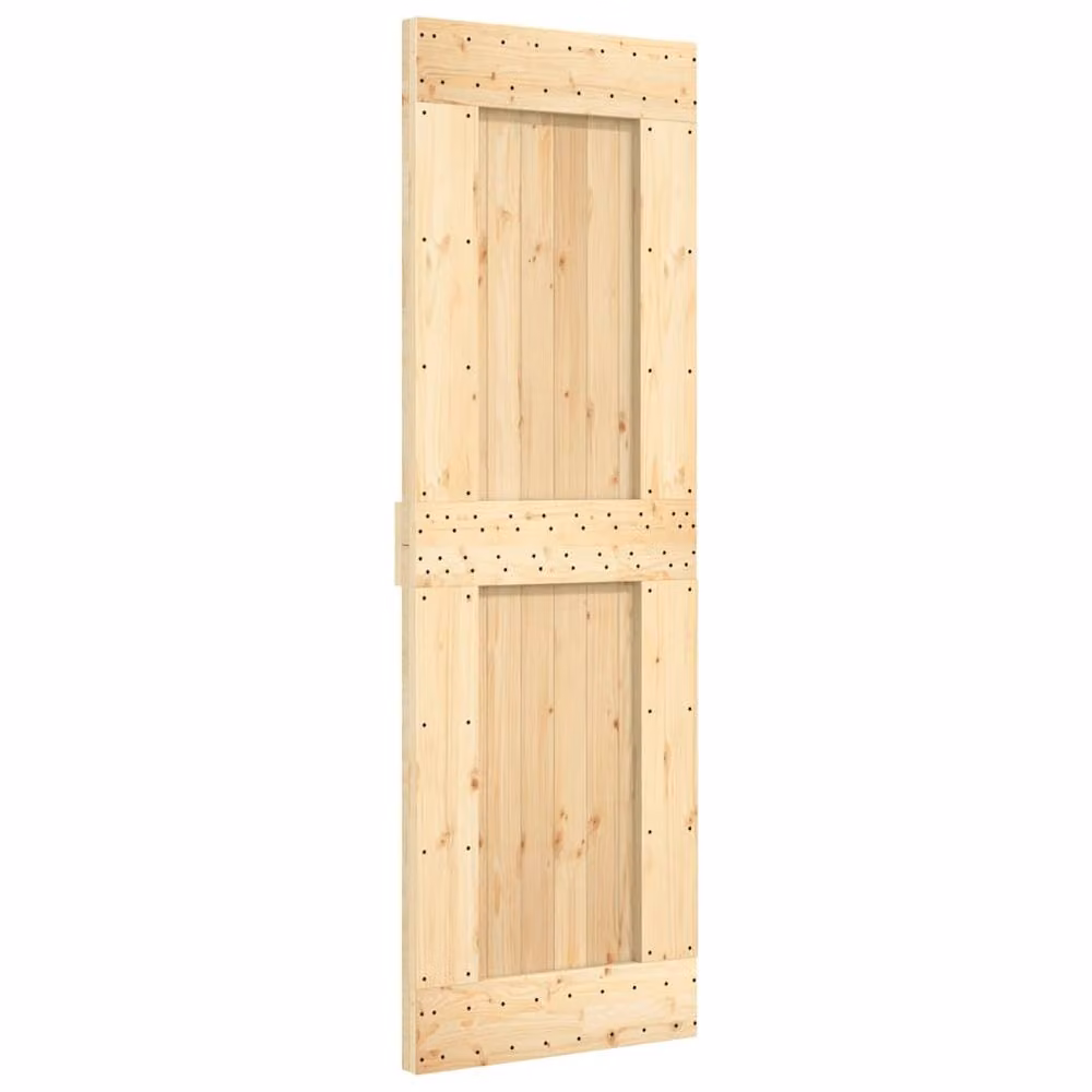 Berkfield Home Modern Sliding Door with Hardware Set in Beige Solid Wood, W: 70 cm, H: 210 cm – 2