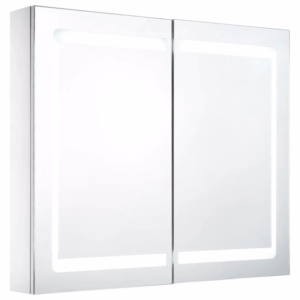 Berkfield Home LED Bathroom Mirror Cabinet in White, W/D/H: 80 x 12.2 x 68 cm – 2