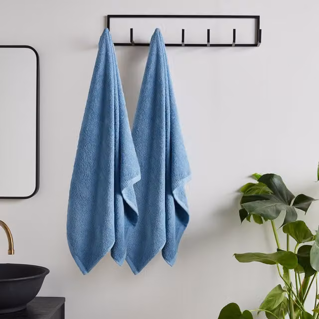 Catherine Lansfield Quick Dry Cotton Bath Sheet Pair, Blue – 1