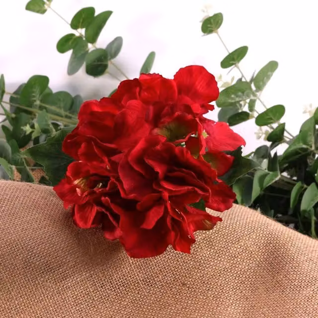 Kingsbury Gifts Red Artificial Silk Hydrangea Pick, Height: 35 cm