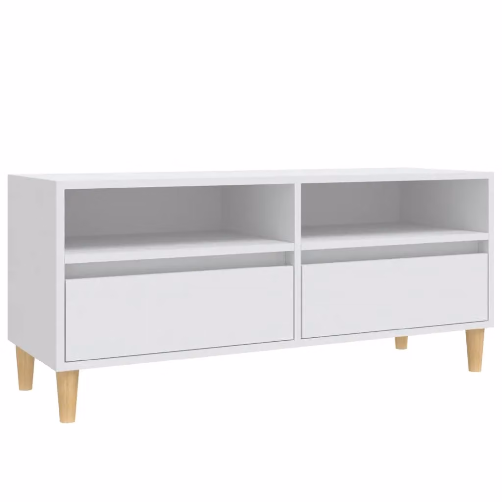 Berkfield Home Classic TV Cabinet in White, W/D/H: 100 x 34.5 x 44.5 cm – 2