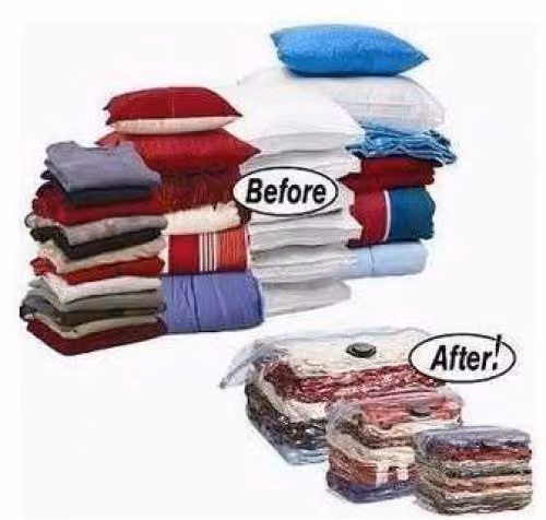 KAV 6 Pack Vacuum Compressed Storage Bags in Transparent, W/H: 70 x 100 cm – 3
