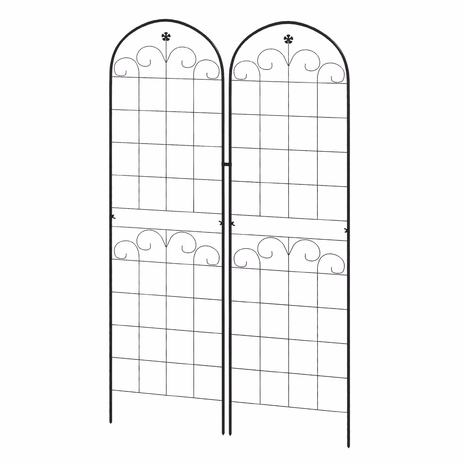 OUTSUNNY Set of 2 Black Metal Trellises for Climbing Plant Support, H 180 cm x W 50 cm – 2