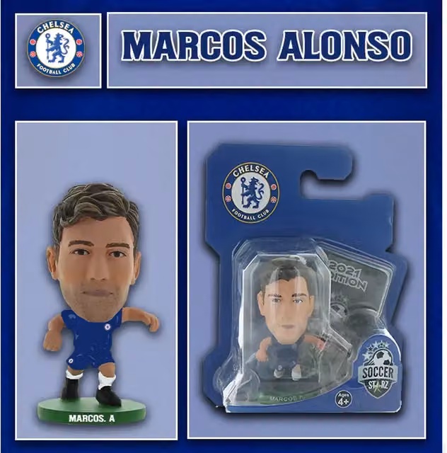 SoccerStarz Chelsea FC Marcos Alonso Home Kit Classic Mini Figure, Blue, Height: 5 cm