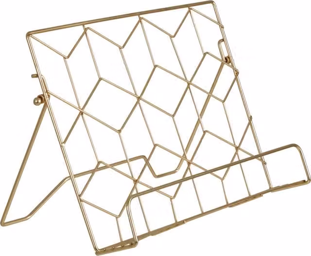 Orsina Vertex Contour Freestanding Metal Cookbook Stand in Gold