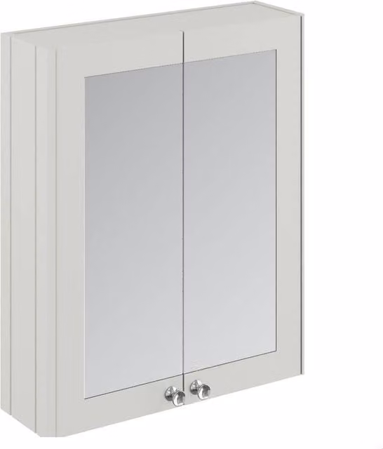 Balterley Gloss White Wall Mounted Bathroom Cabinet with 2 Soft-Close Mirrored Doors, W/D/H: 71.5 x 60.0 x 18.2 cm
