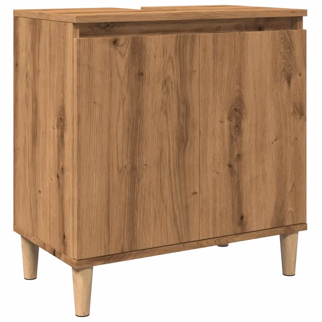 Berkfield Home Artisan Oak Sink Cabinet in Brown, W/D/H: 58 x 33 x 60 cm – 2