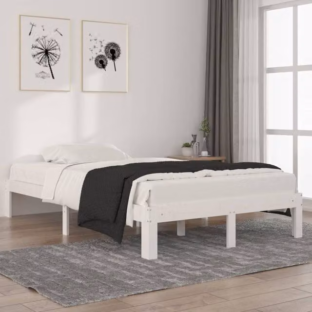 Berkfield Home Small Double Bed Frame in White Solid Pine, W/D/H: 120 x 200 cm – 1