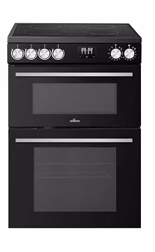 Willow 60cm Electric Double Oven Cooker with Ceramic Hob and Integrated Grill in Black and Silver – 6