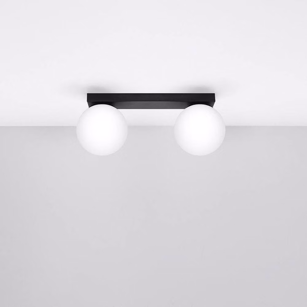 Sollux Lighting Modern Black Glass Ceiling Lamp with 2 Lights, W/D/H: 34.5 x 14.5 x 12 cm – 2