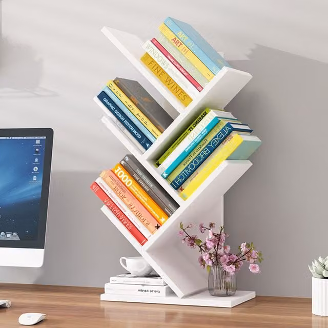 Livingandhome 5-Tier White Ladder Bookshelf