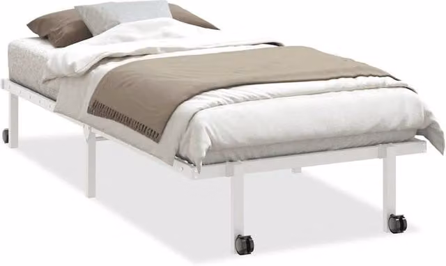 Berkfield Home Foldable Steel Bed Frame in White, W/D/H: 90 x 190 cm