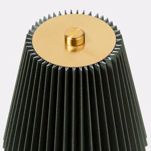 OHS Rechargeable LED Pleated Bedside Lamp in Green with Gold/Brass Accents – 2