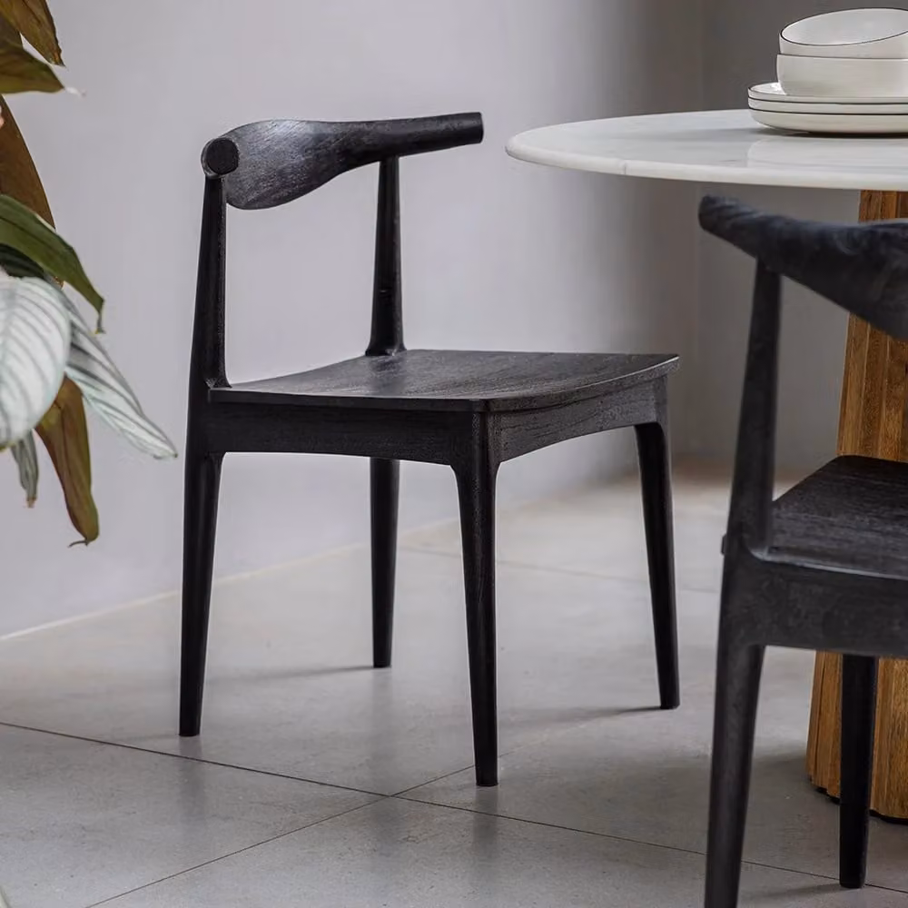 Atkin & Thyme Hiro Dining Chairs (Pair) Black Acacia Wood
