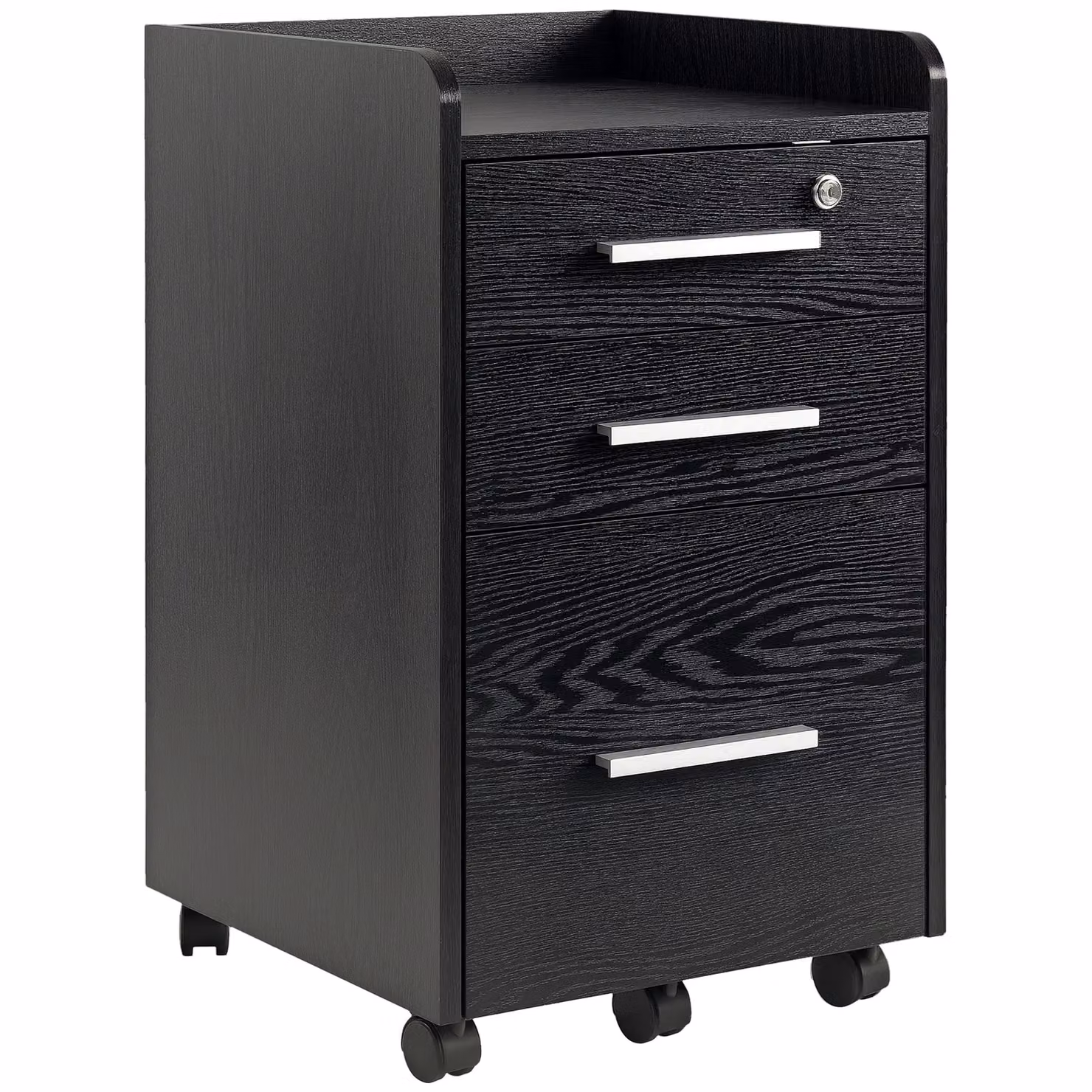 HOMCOM Lockable 3 Drawer Mobile Filing Cabinet in Black – 2