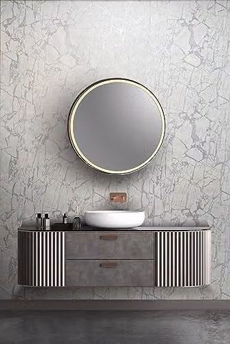 Rasch Vasari Enzo White and Silver Carrara Marble Abstract Geometric Modern Wallpaper