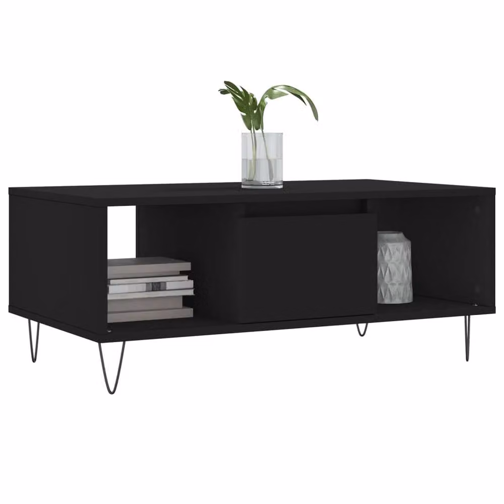 Berkfield Home Modern Black Rectangular Coffee Table, W: 90 cm, D: 50 cm, H: 36.5 cm – 3