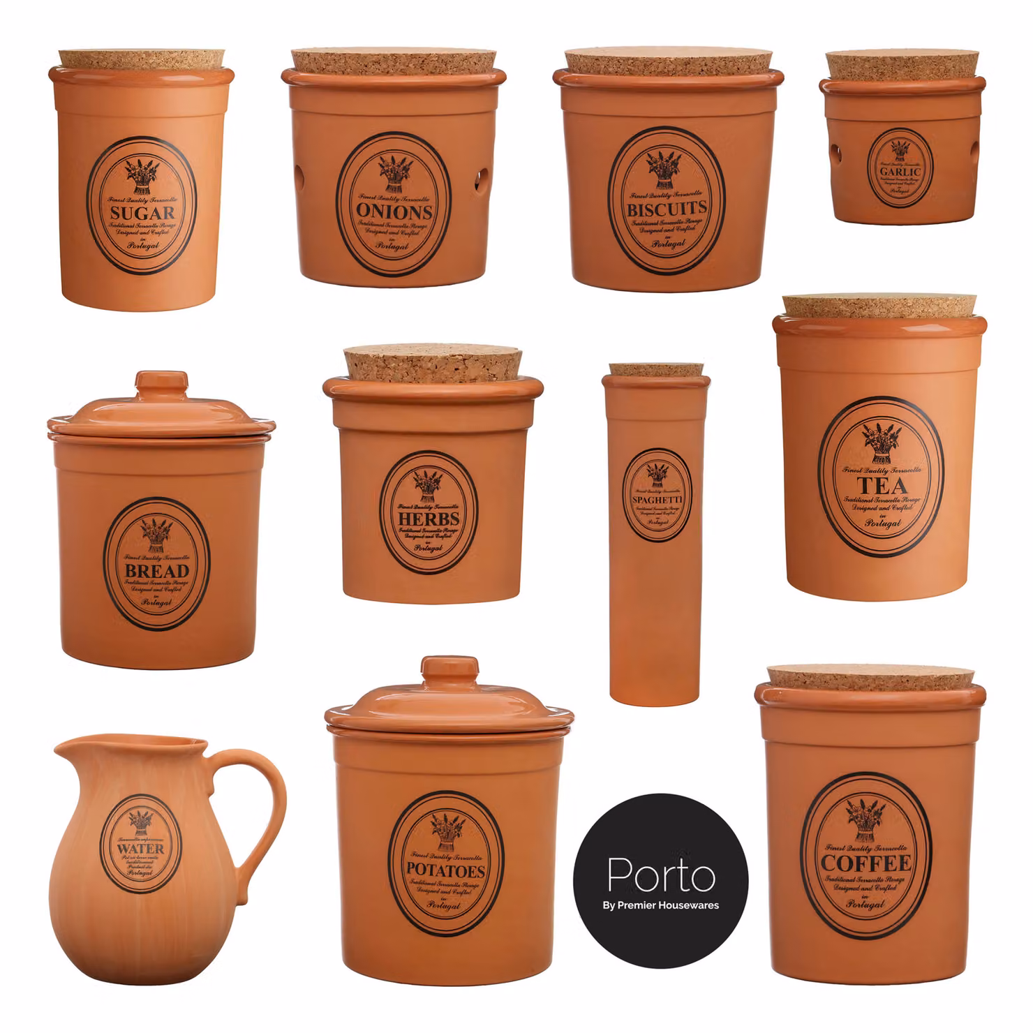 Orsina Porto Ceramic Biscuit Canister with Cork Lid in Brown – 2
