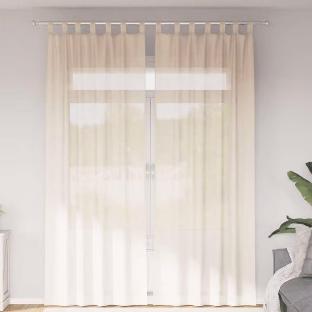 Berkfield Home Plain Cream Voile Tab Top Curtains, 2 Pack